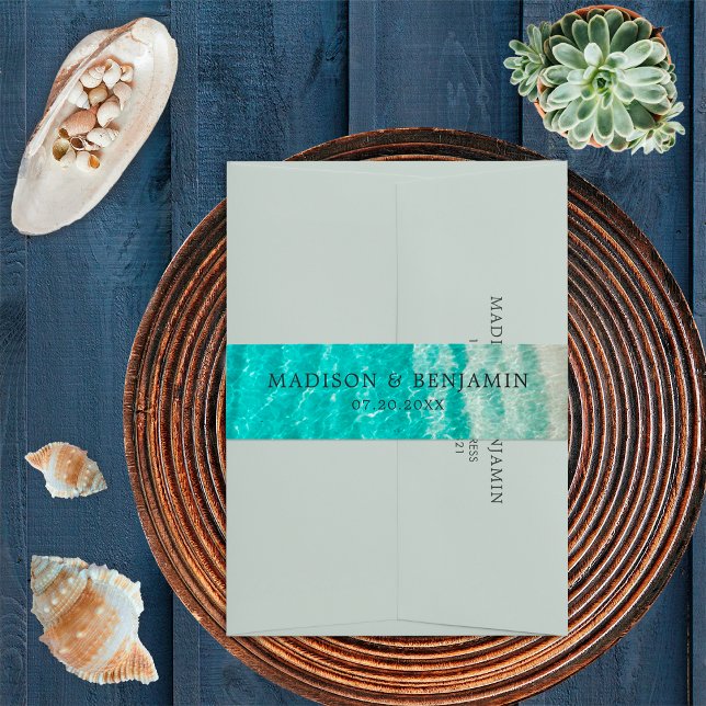 Nautical Coastal Summer Beach Destination Wedding Invitation Belly Band (Creator Uploaded)