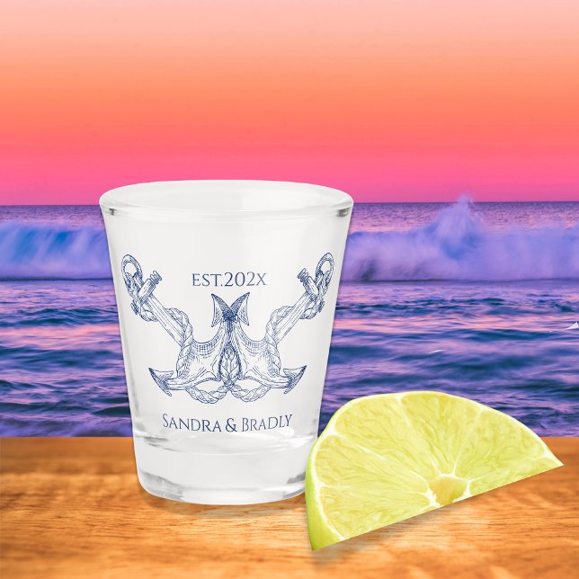 Nautical coastal wedding favor couples Shot glass (Creator Uploaded)