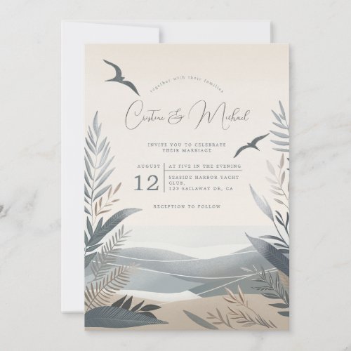 Nautical coastal wedding invitation