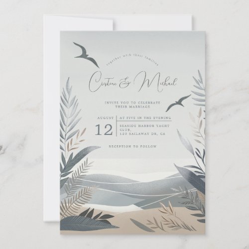 Nautical coastal wedding invitation