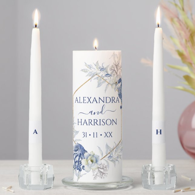 Nautical Coastal Wedding Unity Candle Set (In Situ)