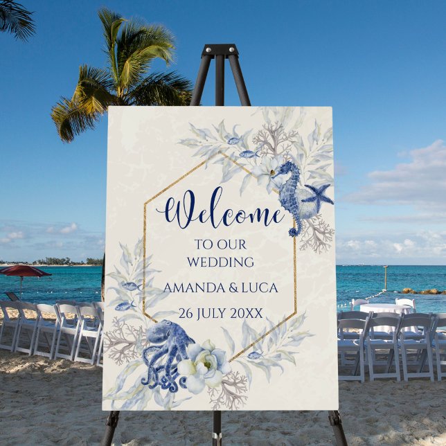 Nautical Coastal Wedding Welcome Sign (Nautical Coastal Wedding Welcome Sign)