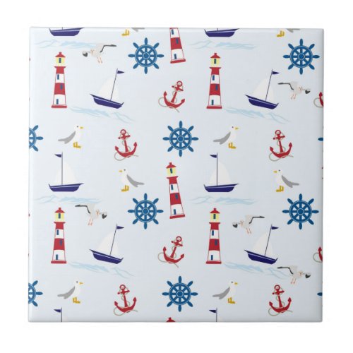 Nautical Collage Ceramic Tile