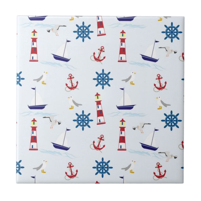 Nautical Collage Ceramic Tile (Front)