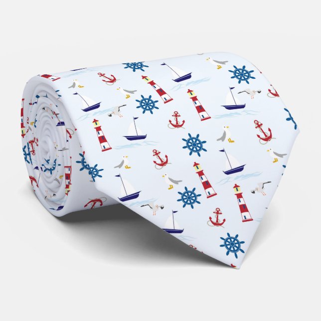 Nautical Collage Neck Tie (Rolled)