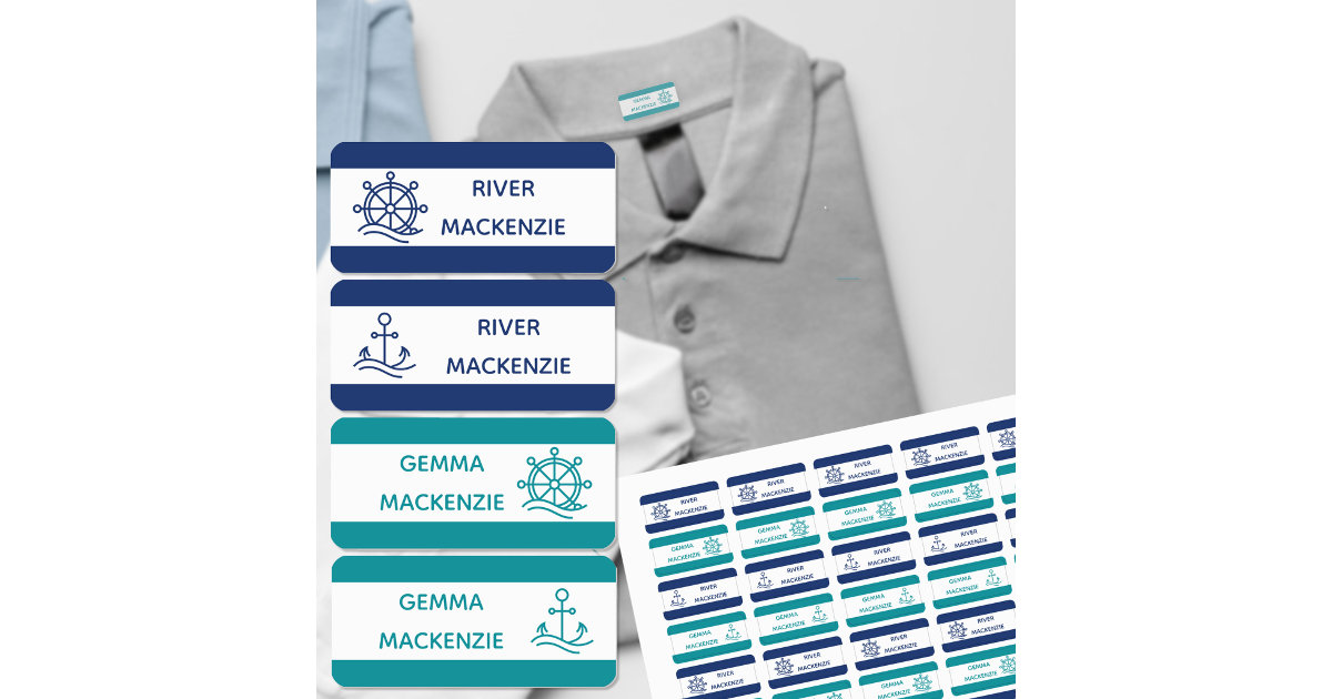 Nautical Color Coded Clothing Name Labels