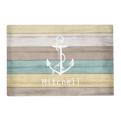 Nautical Colorful Beach Wood Anchor Placemat