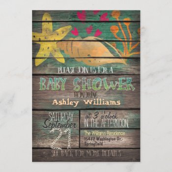 Nautical  Colorful Beach Wood Baby Shower Invitation by Card_Stop at Zazzle