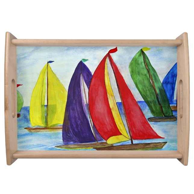 Nautical Colorful Sails  Serving Tray (Front)