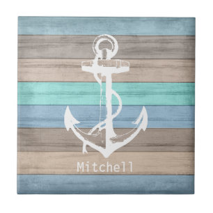 ⚓ Nautical Colorful Wood Ceramic Tile