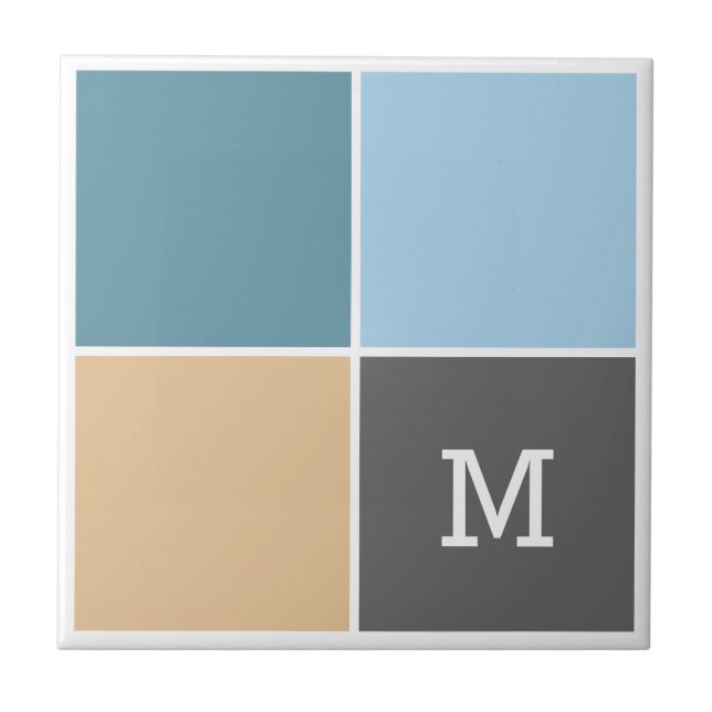 Nautical Colors custom monogram ceramic tiles (Front)