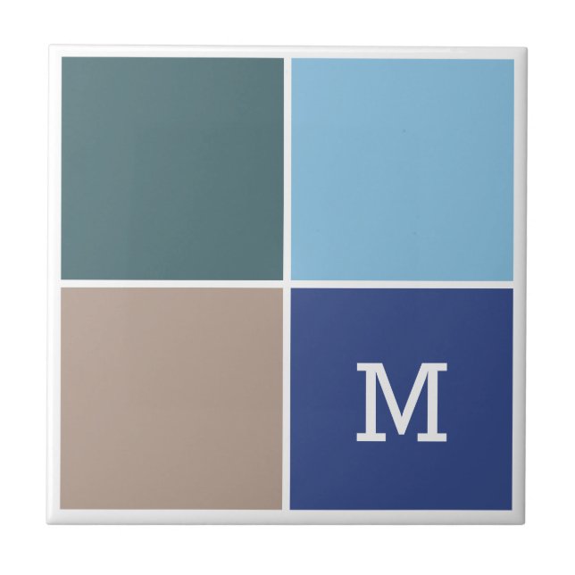 Nautical Colors custom monogram ceramic tiles (Front)