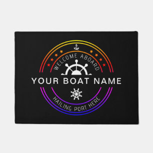 Nautical colourful Custom Boat Name Welcome Doormat