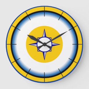 Nautical Compas Blue, White, Gold Wall Clock