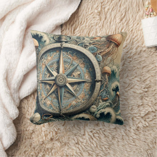 Nautical Compass 3 Throw Pillow
