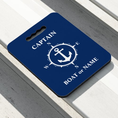 Nautical Compass Anchor Captain Boat or Name Navy Seat Cushion