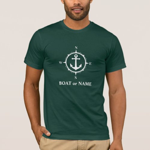 Nautical Compass Anchor Your Boat or Name Forest T_Shirt