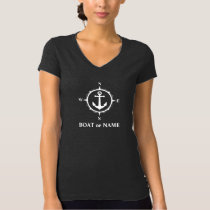 Nautical Compass Anchor Your Boat or Name Gray T-Shirt