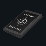 Nautical Compass Anchor & Your Name or Boat Name Trifold Wallet<br><div class="desc">Nautical Compass Anchor With Your Custom Name or Boat Name On This Durable Nylon Trifold Wallet. Choose your background and border color to match your style. The Perfect gift for fathers day,  birthday or any occasion. Also makes a great conversation piece while protecting your valuables.</div>