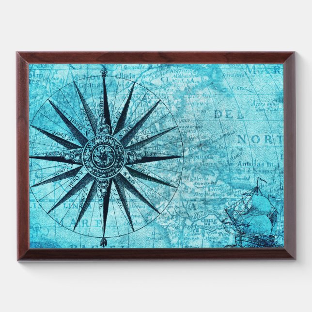 Nautical Compass Award Plaque (Horizontal)