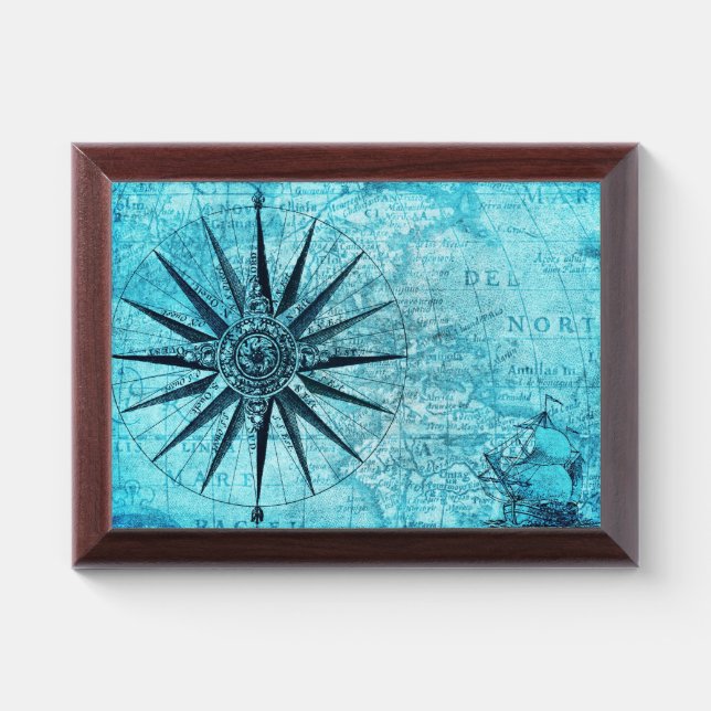 Nautical Compass Award Plaque (Horizontal)