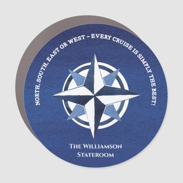 Compass Rose Nautical Car Magnets - 5-Pack Waterproof Decals For Fridge, Locker & Vehicles