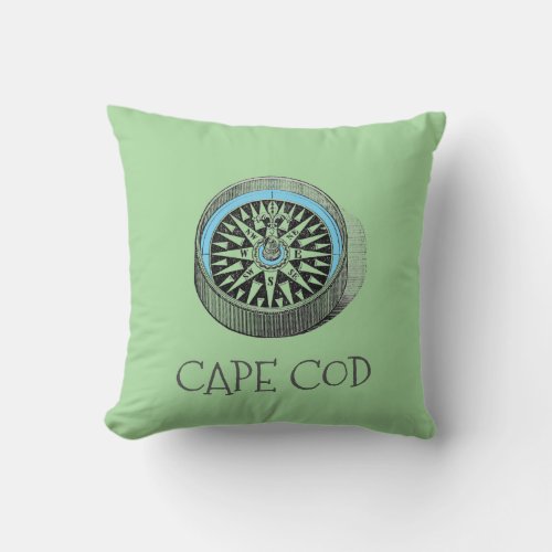 Nautical Compass Cape Cod Cottage Throw Pillow