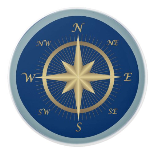 Nautical Compass Ceramic Knob