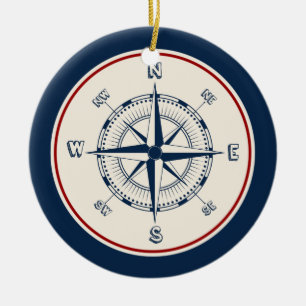 Nautical Compass Ceramic Ornament