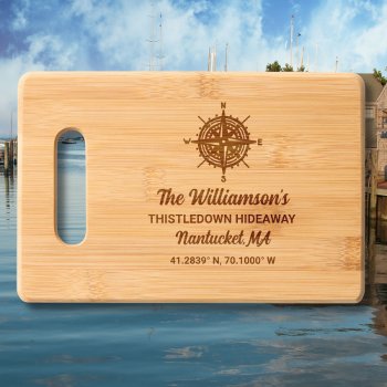 Nautical Compass Coordinates  Boat  Beach House Cutting Board by colorfulgalshop at Zazzle