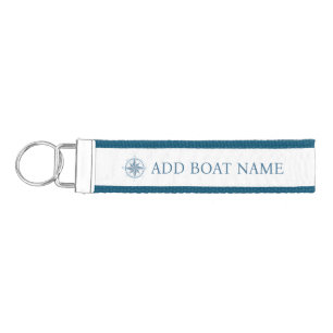 Nautical Compass Custom Boat Name Wrist Keychain