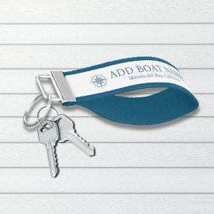 Nautical Compass Custom Marina & Boat Name Wrist Keychain