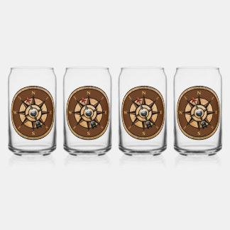 Nautical Compass Design Can Glass