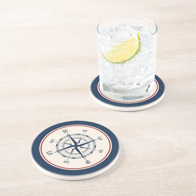 Nautical Compass Drink Coaster (Side)