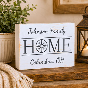 Nautical Compass Family Home Wooden Box Sign