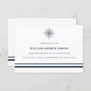Nautical Compass Funeral Sympathy Thank You Invitation