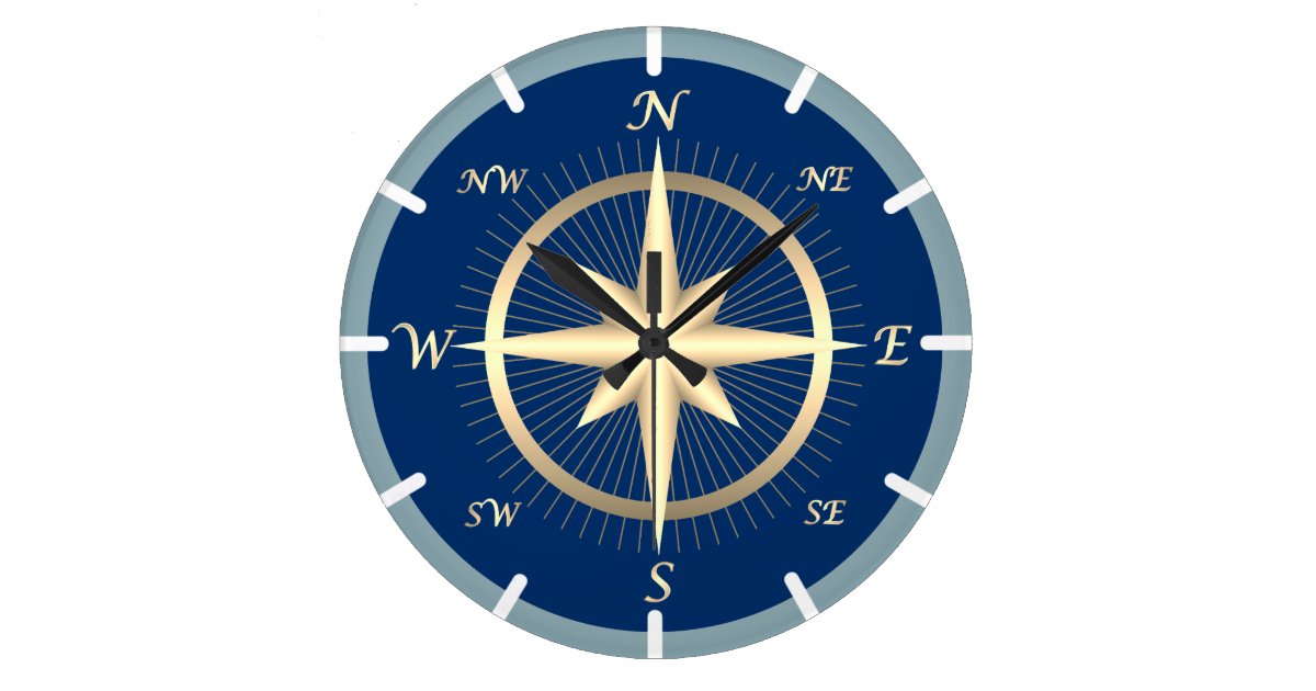 Nautical Compass Large Clock