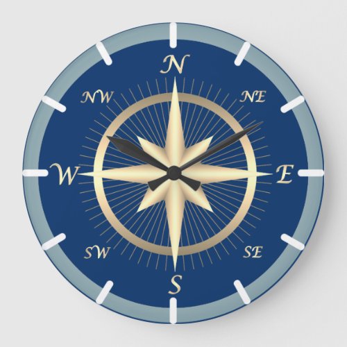 Nautical Compass Large Clock