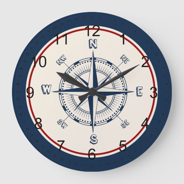 Nautical Compass Large Clock (Front)