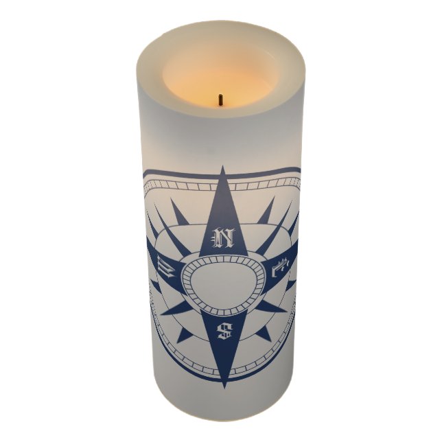 Nautical Compass Large Flameless Candle (Angled)
