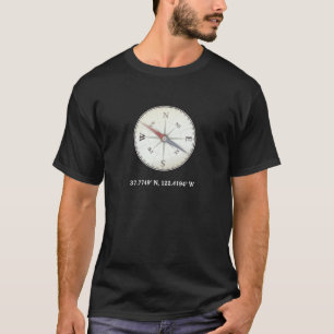 Nautical Compass, Latitude Longitude coordinates T-Shirt