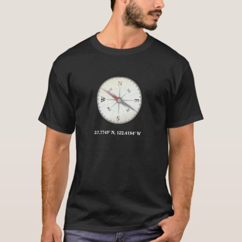 Nautical Compass Latitude Longitude coordinates T_Shirt