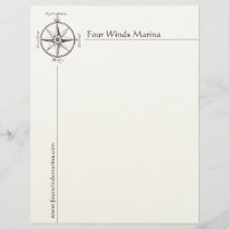 Nautical Compass Letterhead for Marina, Yacht Club