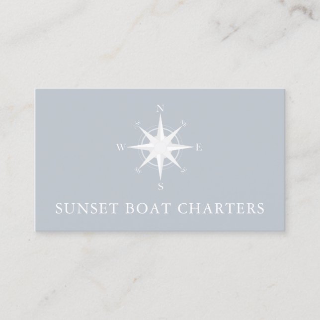 Nautical Compass Light Blue Business Card (Front)