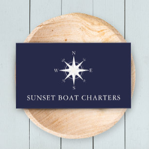 Nautical Compass Navy Business Card