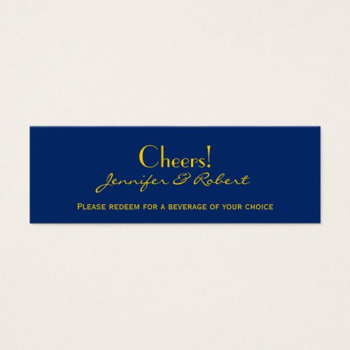 Nautical Compass Navy Yellow Wedding Drink Tickets Business Card