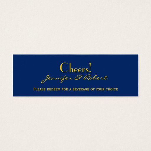 Customizable Nautical Compass Navy Yellow Wedding Drink Tickets Business Card