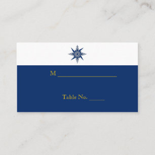 Nautical Compass Navy Yellow Wedding Place Cards