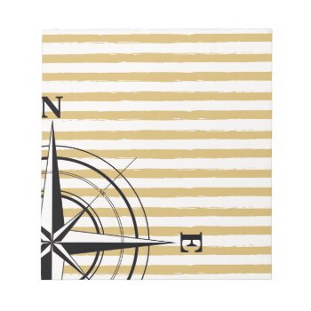 Nautical Compass Nsew Stripes Ivory Taupe Black Notepad by DifferentStudios at Zazzle