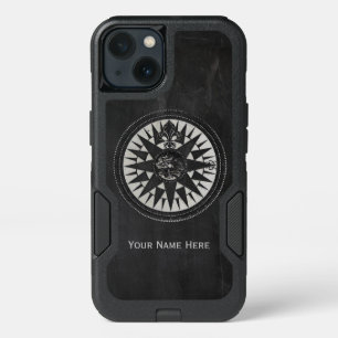 Nautical Compass on Black Chalkboard iPhone 13 Case